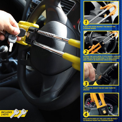 Goodyear Heavy Duty Dual Style Steering Wheel Lock Car Van Security - 8