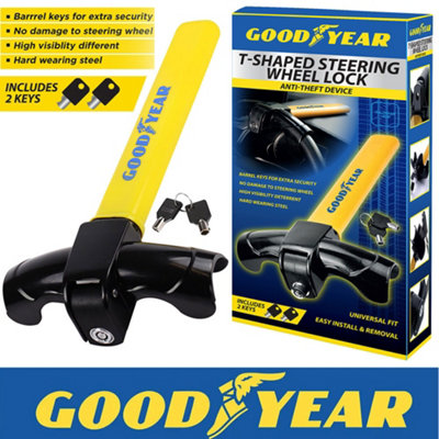 Goodyear Heavy Duty Universal T Shape Steering Wheel Lock Security