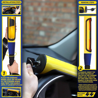 Goodyear Steering Wheel Lock Universal Baseball Bat Style Car Vehicle - 4