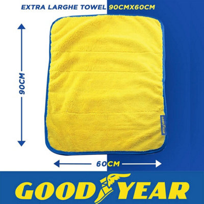 Goodyear Ultra Absorbent Pro Valet Car Wash Microfiber Cloth Cleaning XL 90x60cm