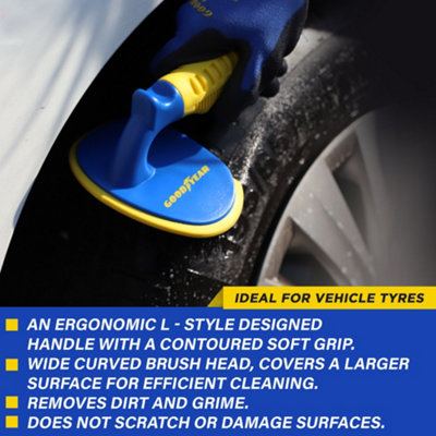 Goodyear Washing Clean Car Wheel Cleaning Brush Tool Tire Alloy Soft Bristle Cleaner - 3