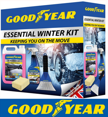 Goodyear Winter Essential Car Kit Screenwash Demister Pad De-Icer Ice Scraper