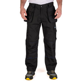 Goodyear Workwear Mens Fixed Holster Pocket Cargo Trouser, Black/Royal Blue, 34W (31'' Regular Leg)