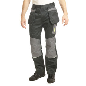 Goodyear Workwear Mens Flex Knee Detachable Holster Pockets Work Cargo Trouser, Black/Grey, 30W (31" Regular Leg)