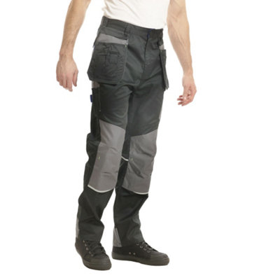 Goodyear Workwear Mens Flex Knee Detachable Holster Pockets Work Cargo Trouser, Black/Grey, 32W (31" Regular Leg)