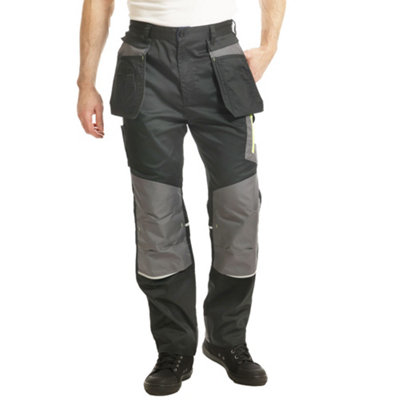 Goodyear Workwear Mens Flex Knee Detachable Holster Pockets Work Cargo Trouser, Black/Grey, 32W (31" Regular Leg)