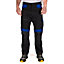 Goodyear Workwear Mens Flex Knee Work Cargo Trouser, Black/Royal Blue, 34W (31'' Regular Leg)