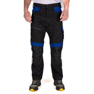 Goodyear Workwear Mens Flex Knee Work Cargo Trouser, Black/Royal Blue, 38W (33'' Long Leg)