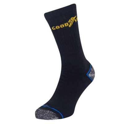 Goodyear Workwear Mens Heavy Duty Work Socks, Black/Blue, One Size (5 Pairs)