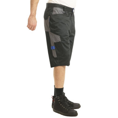 Goodyear Workwear Mens Multi Pocket Cargo Shorts, Black/Grey, 36W