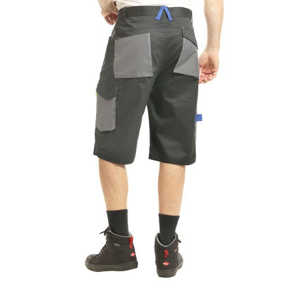 Goodyear Workwear Mens Multi Pocket Cargo Shorts, Black/Grey, 38W