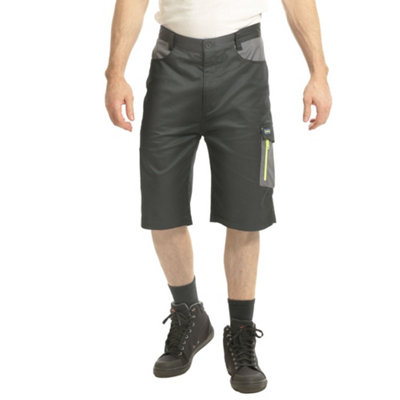 Goodyear Workwear Mens Multi Pocket Cargo Shorts, Black/Grey, 42W