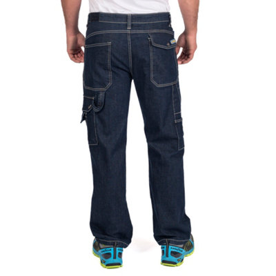 Goodyear Workwear Mens Stretch Carpenter Work Denim Jean, Navy, 32W (31'' Regular Leg)