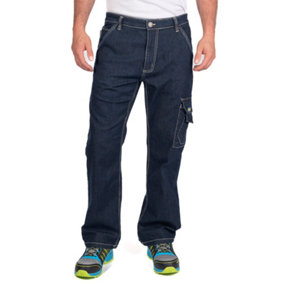 Goodyear Workwear Mens Stretch Carpenter Work Denim Jean, Navy, 34W (31'' Regular Leg)