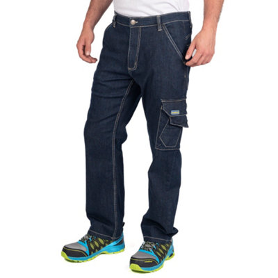 Goodyear Workwear Mens Stretch Carpenter Work Denim Jean, Navy, 34W (31'' Regular Leg)