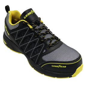 Goodyear Workwear Unisex S1P SRA HRO Metal Free Safety Work Shoe, Black/Yellow, UK 12/EU 46