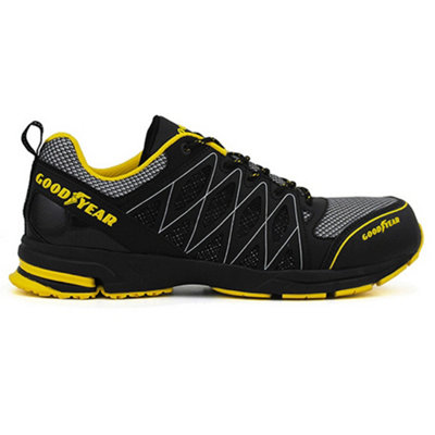 Goodyear Workwear Unisex S1P SRA HRO Metal Free Safety Work Shoe, Black/Yellow, UK 5.5/EU 39