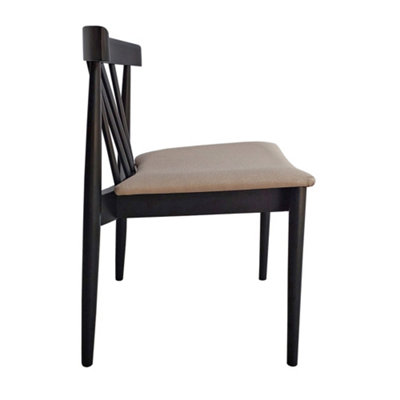 Goran Dining Chair Black Frame Beige Seat (Pair in a Box)