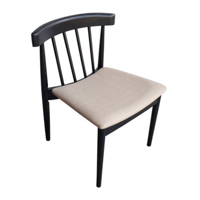 Goran Dining Chair Black Frame Beige Seat (Pair in a Box)
