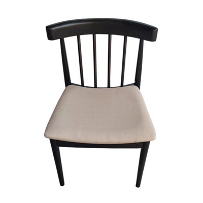 Goran Dining Chair Black Frame Beige Seat (Pair in a Box)