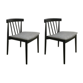 Goran Dining Chair Black Frame Grey Seat (Pair in Box)