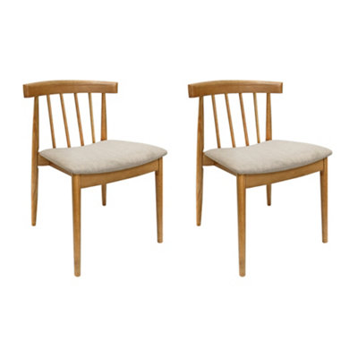 Goran Dining Chair Oak Frame Beige Seat (Pair in a Box)