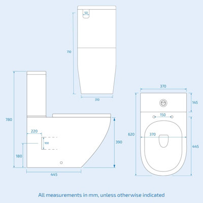 Gordonia Cloakroom Rimless Close Coupled WC Toilet - 7
