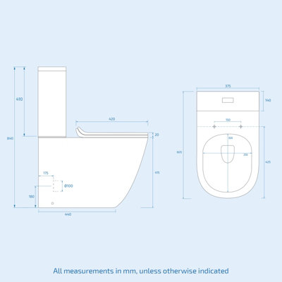 Gordonia Cloakroom Rimless Close Coupled WC Toilet - 9