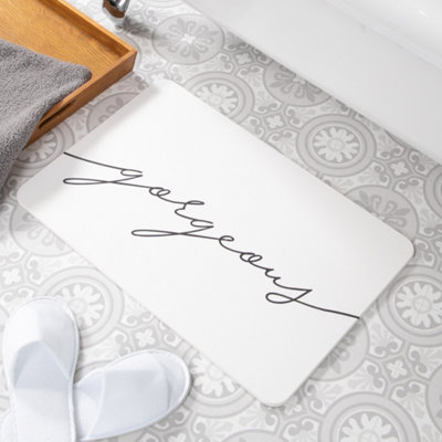 Gorgeous Scribble White Stone Non Slip Bath Mat Price Comparisons | Compare The Build