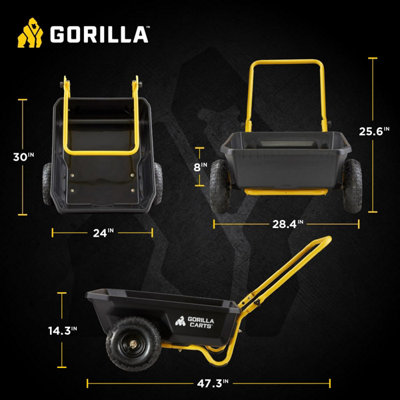 Gorilla Carts 4 Cu. Ft Poly Yard Cart, 300-pound Capacity, Garden Cart ...
