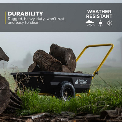 Gorilla Carts 4 Cu. Ft Poly Yard Cart, 300-pound Capacity, Garden Cart ...