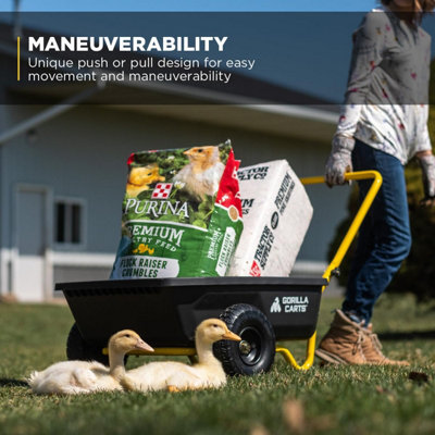 Gorilla Carts 4 Cu. Ft Poly Yard Cart, 300-pound Capacity, Garden Cart ...