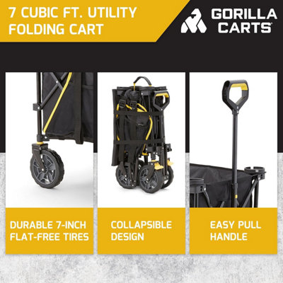 Gorilla Carts 7 cu ft 185L Foldable Festival Wagon Collapsible All ...