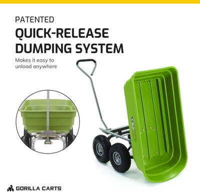 Gorilla Carts Heavy Duty Poly Yard Dump Cart, Lawn & Garden Wagon, 600 ...