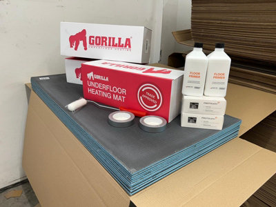 GORILLA Electric Underfloor Heating 100w Sticky Mat Kit - 16m2 - With White Thermostat