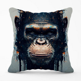 Gorilla Face Splashart Outdoor Cushion 45cm x 45cm