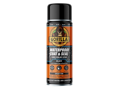 Gorilla Glue 115173 Waterproof Coat & Seal Spray Black 450ml GRGPSSBK450