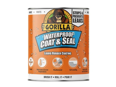 Gorilla Glue 3244001 Waterproof Coat & Seal Liquid Rubber Coating White 473ml GRGPSPWH473