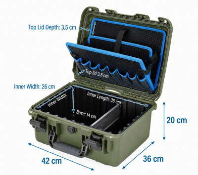 Gorilla Tool Box IP67 Waterproof Storage Tool Case With Dividers Green