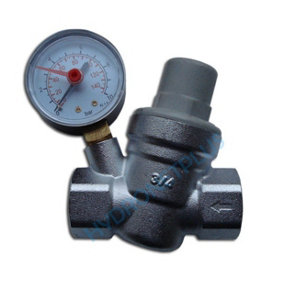 Goshe 1/2 Inch Pressure Reducing Valve With Gauge For Water Heating Systems