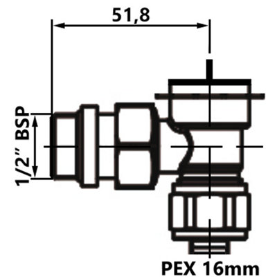 Goshe Angled 1/2" Inch BSP x PEX 16mm Thermostatic Valve Room Temperature Regulation