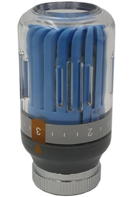 Goshe Blue/Grey Radiator Thermostatic Valve Head M30x1,5 Crystal Colour 8-30C Temperature