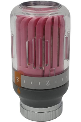 Goshe Pink/Grey Radiator Thermostatic Valve Head M30x1,5 Crystal Colour 8-30C Temperature