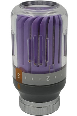 Goshe Purple/Grey Radiator Thermostatic Valve Head M30x1,5 Crystal Colour 8-30C Temperature