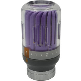 Goshe Purple/Grey Radiator Thermostatic Valve Head M30x1,5 Crystal Colour 8-30C Temperature
