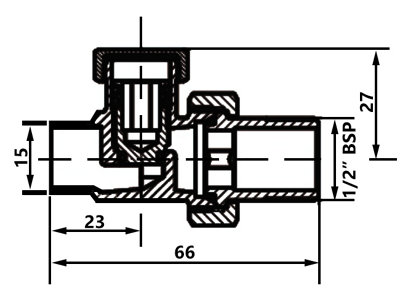 Goshe Straight Shutoff Valve 15mm x G1/2 Inch Male BSP Soldered Radiator Heater