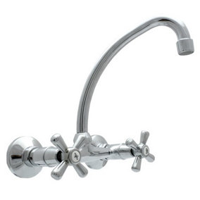 GOSHE Traditional Retro Wall Mounted 'F' Spout Cross Head Kitchen Bathroom Faucet Tap