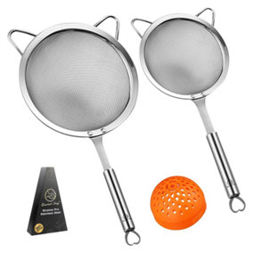 Gourmet Easy Set of 2 Stainless Steel Strainer - Silver