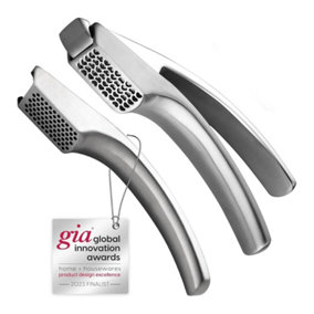 Gourmet Easy Stainless Steel Garlic Press with Two Detachable Handles - Fine & Coarse Garlic