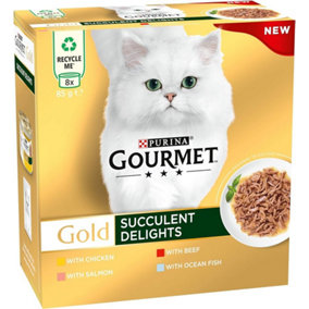 Gourmet Gold Succulent Delights Adt Cat Food Chick 8x85g (Pack of 6)